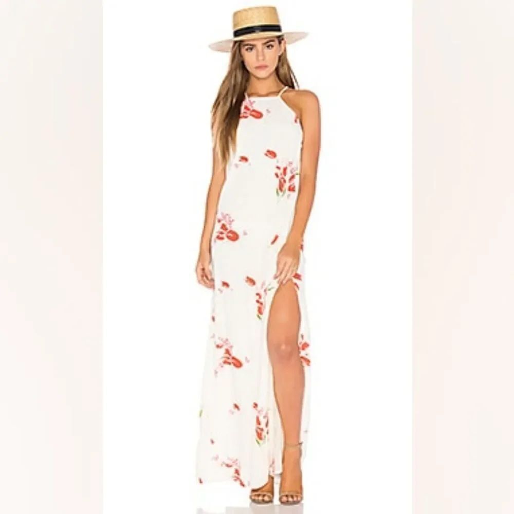 Privacy Please Beldon Maxi Dress in Cream and Red NWT